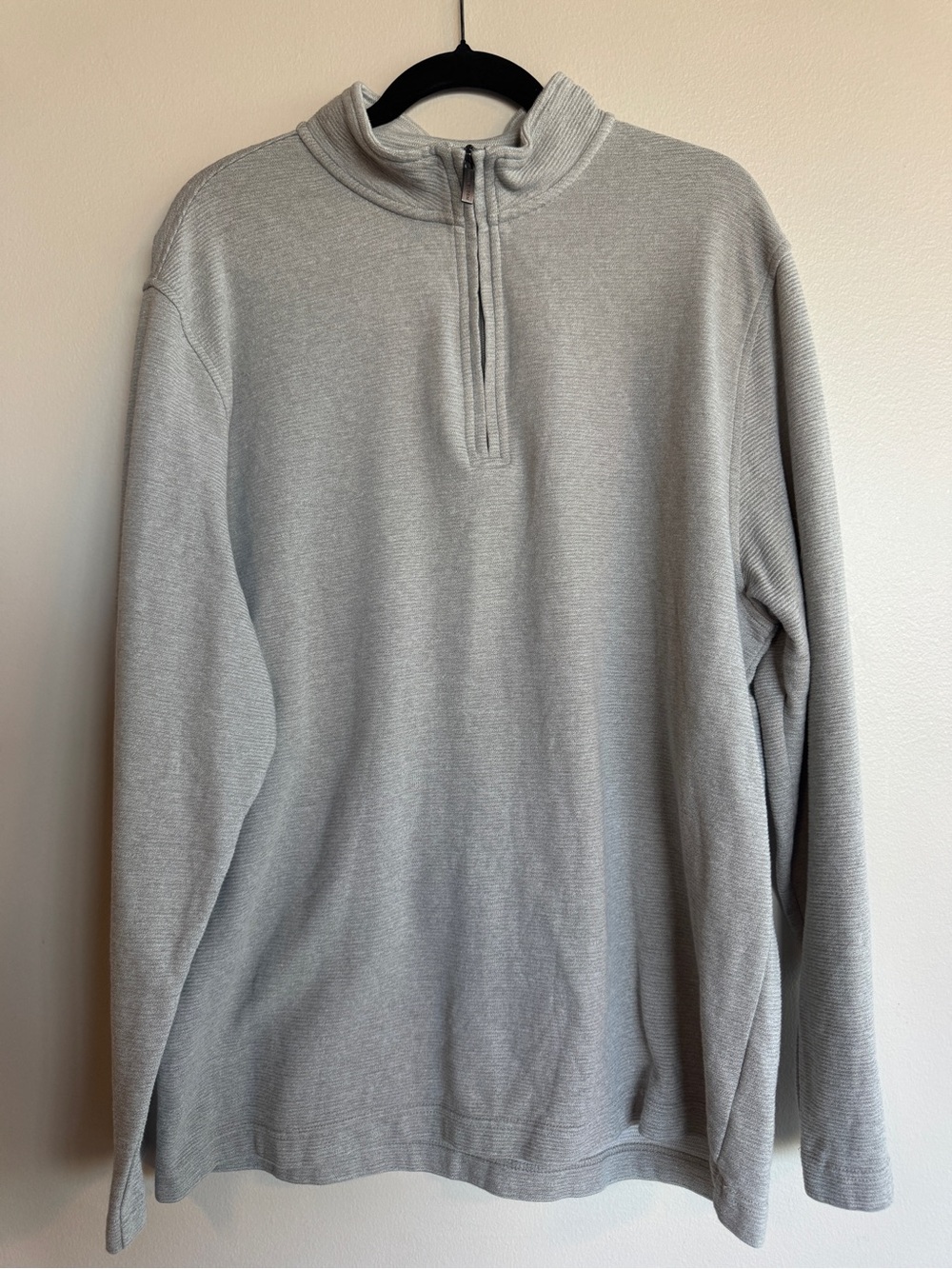 Van Heusen Men XL Gray Textured 1/4 Zip Pullover Classic Fit Ribbed Sweater Grey